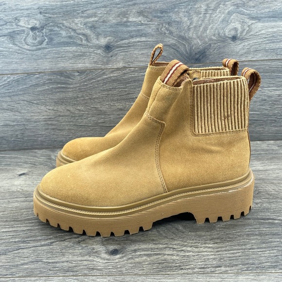 Madewell Shoes - Madewell Bradley Lugsole Chelsea Boots Womens 6.5 Tan Suede Roasted Cider